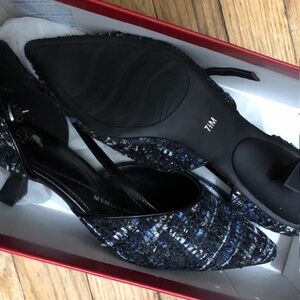 Sparkly Blue Tweed Evening Shoe Size 7-1/2M